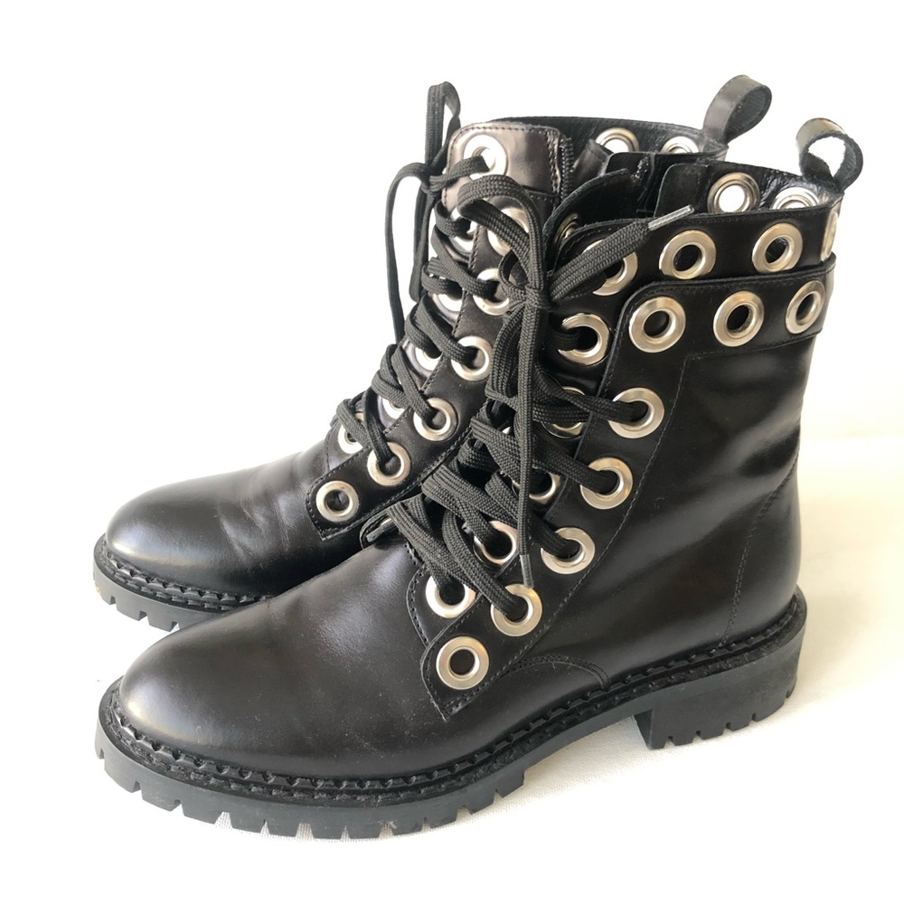 Eva Longoria Stylish Black Lace-Up & Zip Up Ankle Boots size 38